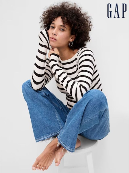 Valkoinen Raita - Gap Long Sleeve Boat Neck Top (F25518) | €47
