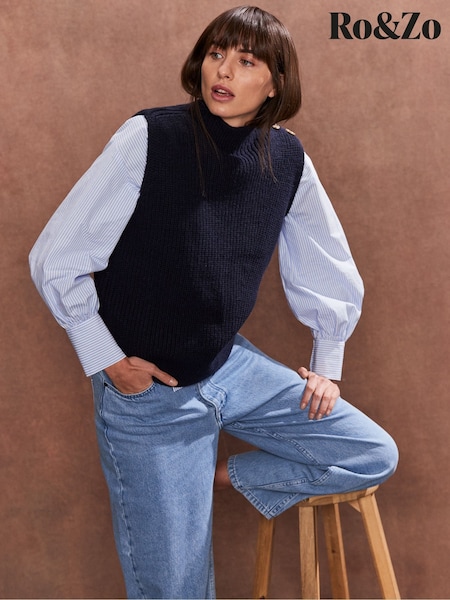 Ro&Zo Button Shoulder Knit Vest (F25531) | 411 LEI