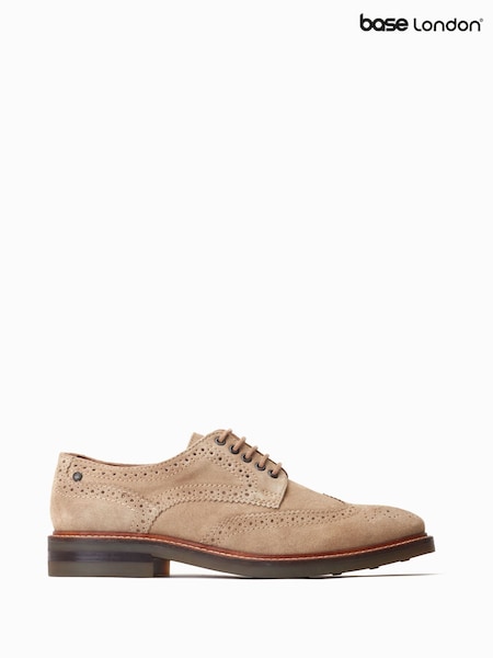 Natural - Base London Hatfield Lace-Up Brogue Brown Shoes (F25609) | 559 LEI