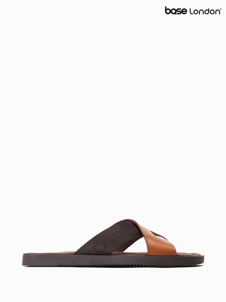 Marrón claro - Base London Web Slip-On Brown Sandals (F25626) | 66 €
