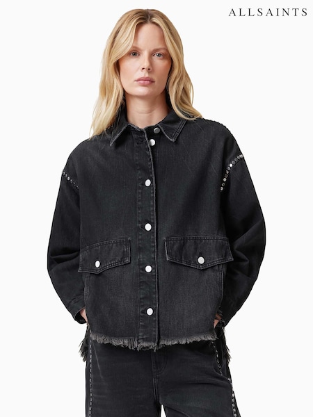 AllSaints Black Hettie Stud Shacket (F25683) | $316