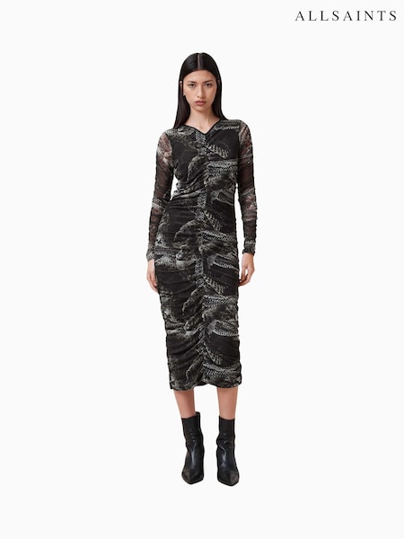 AllSaints Grey Keiko Mesh Dress (F25689) | €203