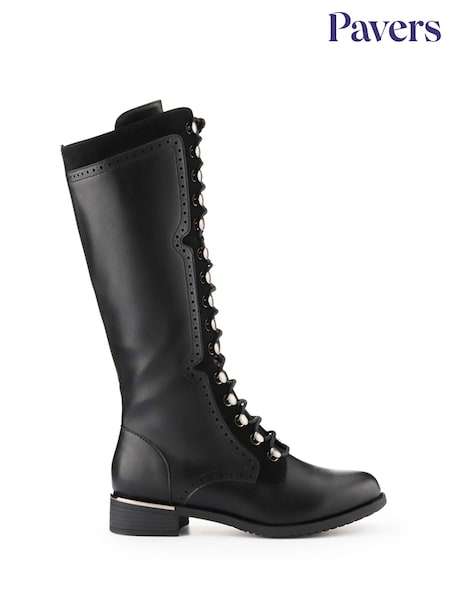 Pavers Black Tall Lace Long Boots (F25707) | €60
