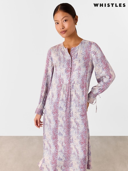 Whistles Natural Petite Mottled Snake Print Midi Dress (F25729) | €102