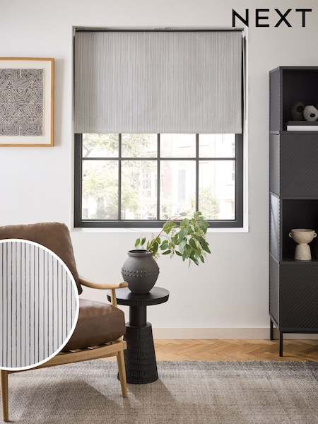 Natural/Black Ready Made Blackout Stripe Print Roller Blind (F25745) | €23.50 - €61