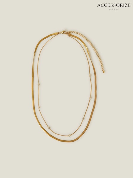 Accessorize 14ct Plated Layered Diamante Omega Chain Necklace (F25752) | 164 LEI