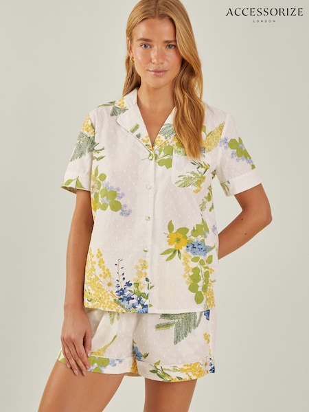 Accessorize Mimosa Floral Print 100% Cotton Pyjamas Set (F25780) | €46