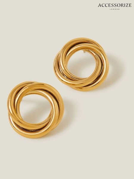 Accessorize 14ct Plated Stainless Steel Round Twist Stud Earrings (F25783) | €27