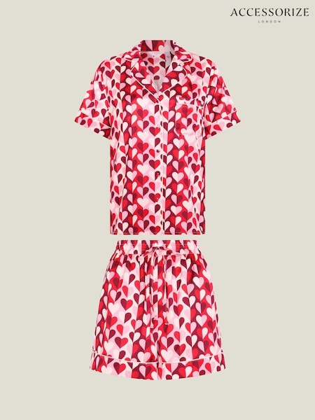 Accessorize Red Heart Satin Short Pyjamas Set (F25785) | €46