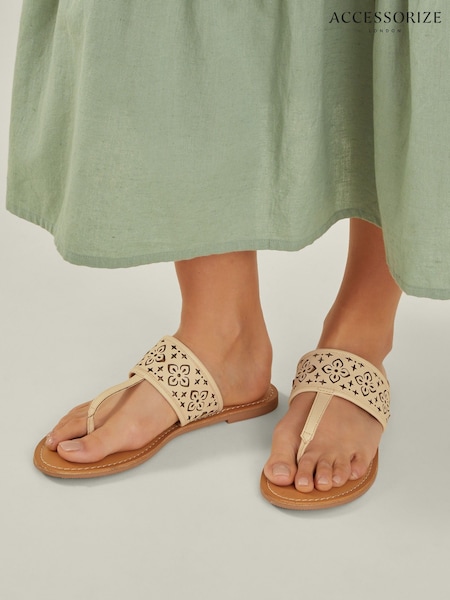 Accessorize Cream Cut-Out Strap Flip Flop Sandals (F25786) | €40