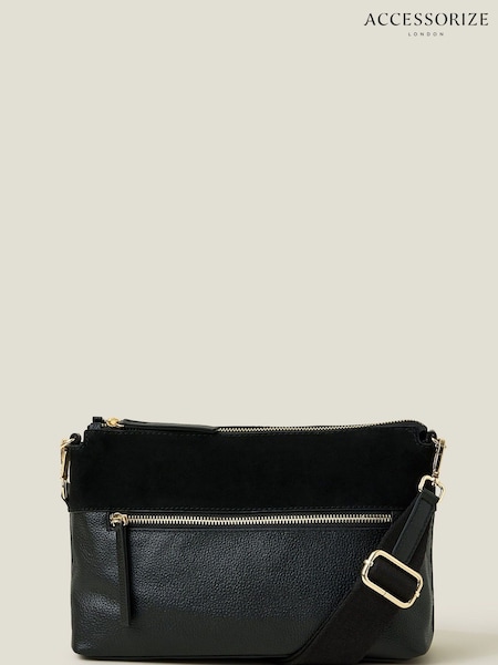 črna - Accessorize Leather Webbing Strap Cross-Body Bag (F25824) | € 59