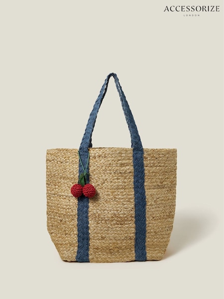 Accessorize Natural Denim Strap Jute Shoulder Bag (F25825) | €51