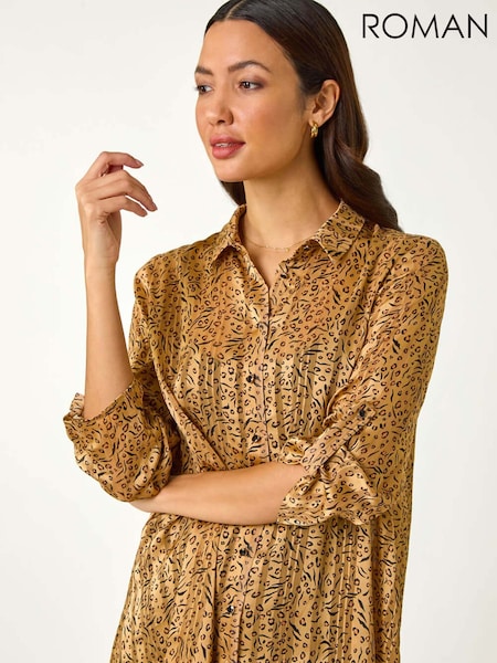 Roman Natural Animal Print Collared Shirt (F25873) | 223 QAR