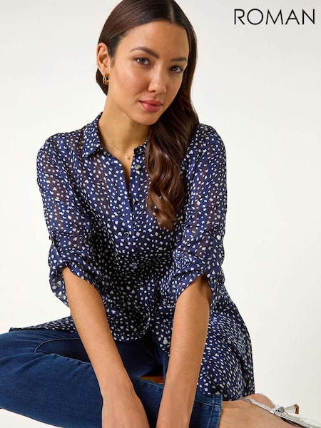 Roman Blue Speckled Print Collared Shirt (F25881) | 2,704 UAH