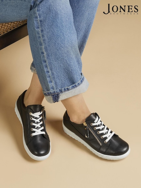 Черный - Jones Bootmaker Ladies Side Zip Casual Trainers (F26010) | €105