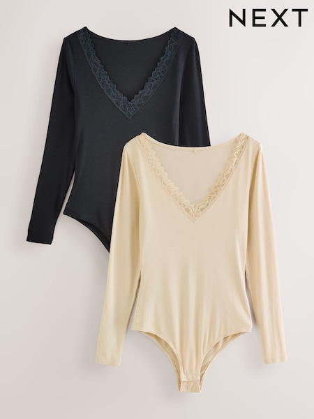 Oat/Black ThermoGen Lightweight Thermal Bodysuits 2 pack (F26021) | €57