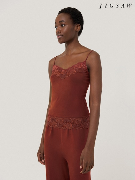 Jigsaw Light Red Modal Lace Vest (F26056) | €40