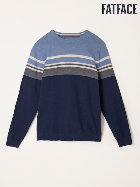 FatFace Rye Navy Stripe Crew Neck Knitted Jumper (F26071) | AZN 124