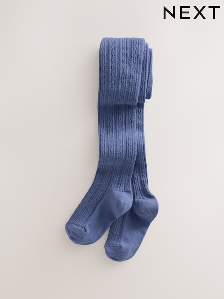 Blue Regular Length Cotton Rich Cable Tights (F26116) | 27 QAR - 37 QAR
