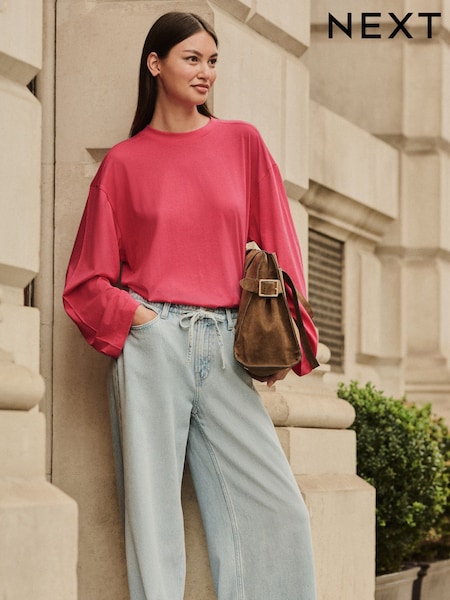 Rosa - Interlock Long Sleeve Crew Neck T-Shirt (F26238) | R$ 155