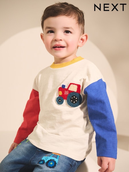 Multi Bright Hotchpotch Tractor Long Sleeve Appliqué T-Shirt (3mths-7yrs) (F26251) | AED36 - AED46