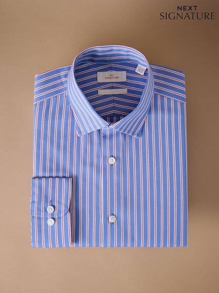 Modra črtasta - 100% Cotton Signature Single Cuff Shirt (F26285) | € 48