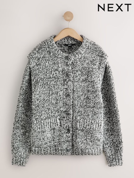 Monochrome Shoulder Padded Twist Knit Cardigan (F26342) | €66