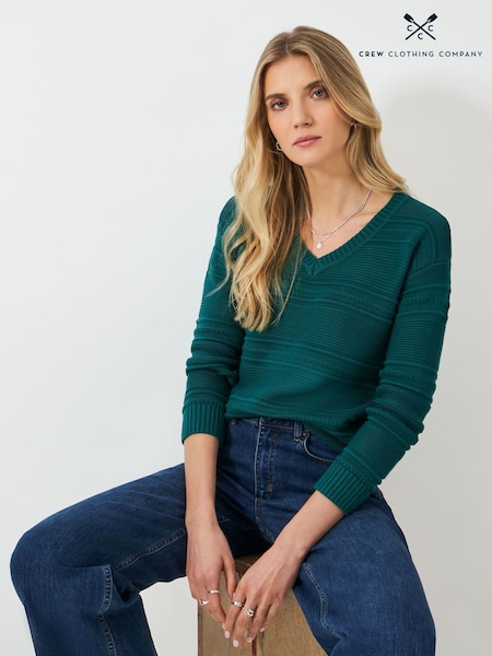 Crew Clothing Company Green Tali V-Neck Jumper (F26407) | €62