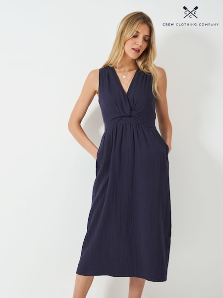 Crew Clothing Company Navy Blue Alba Double Cloth Dress (F26428) | R$ 780