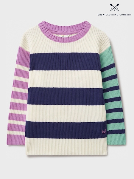 Crew Clothing Company Cream Stripe Mixed Breton Stripe Jumper (F26436) | ₪141 - ₪181