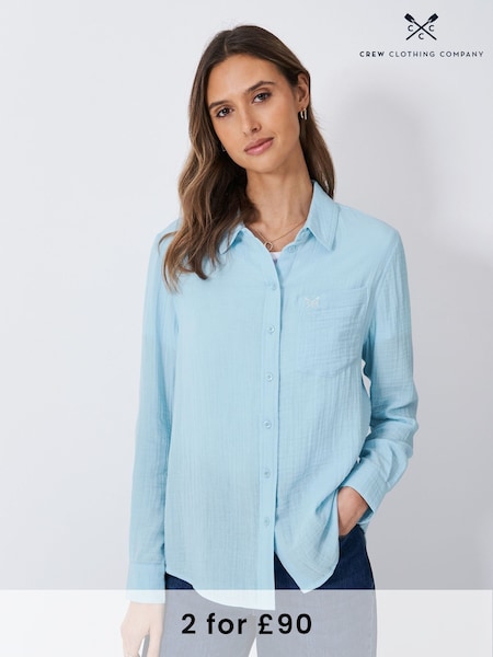 Crew Clothing Blue Chrome Harlie Relaxed 100% Cotton Shirt (F26438) | €64