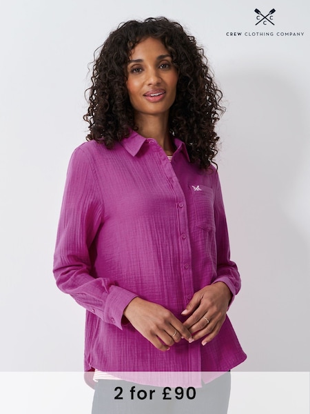 Violet - Cămașă Crew Clothing Harlie Relaxed 100% din bumbac (F26447) | 365 LEI