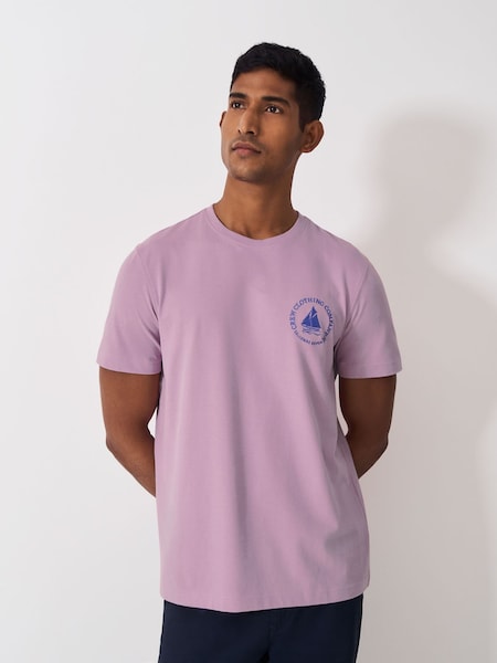 Crew Clothing Pink Embroidered Boat 100% Cotton T-Shirt (F26467) | €38