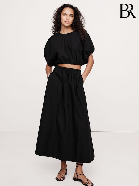 Musta - Banana Republic Poplin Bubble-Hem Cropped Top (F26518) | €79
