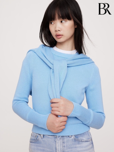 Banana Republic Blue Cotton-Silk Crew-Neck Jumper (F26522) | kr1 071