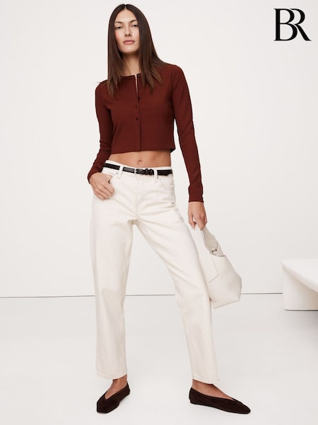 Burgundsko rdeča - Banana Republic Ribbed Cardigan Cropped Top (F26525) | € 98