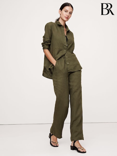 Banana Republic Khaki Green The Everyday Linen Shirt (F26526) | €123