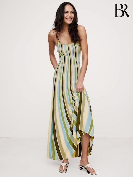 Banana Republic Green Sculpted Stripe Maxi Dress (F26528) | kr2 070