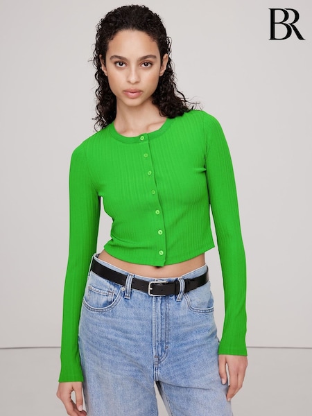 zelena - Banana Republic Ribbed Cardigan Cropped Top (F26531) | € 92
