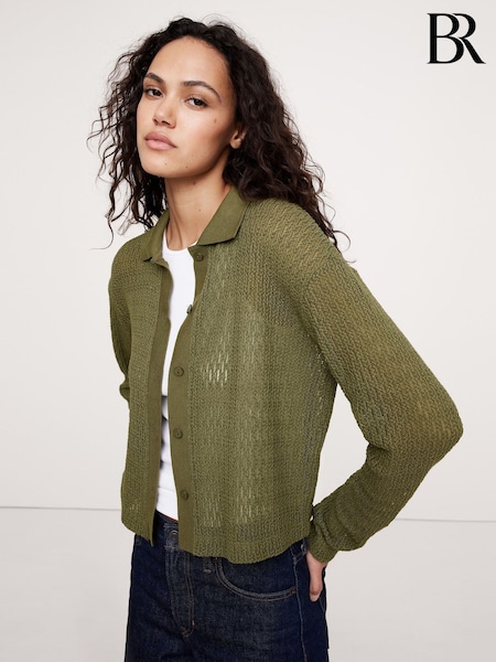 Banana Republic Green Mesh Polo Cardigan (F26534) | €105