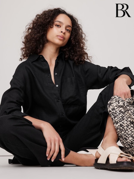 Banana Republic Black Oversized 100% Linen Shirt (F26546) | €110