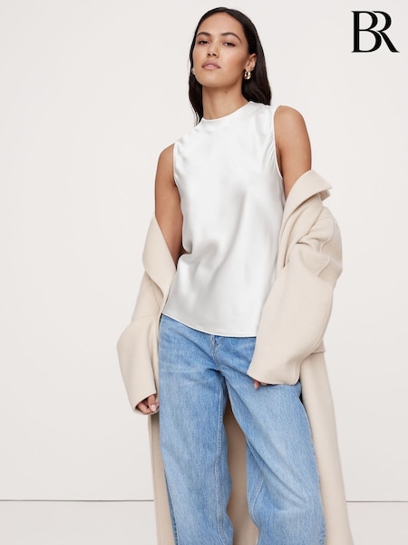 Valkoinen - Banana Republic Signature Silk Tank Top (F26551) | €142