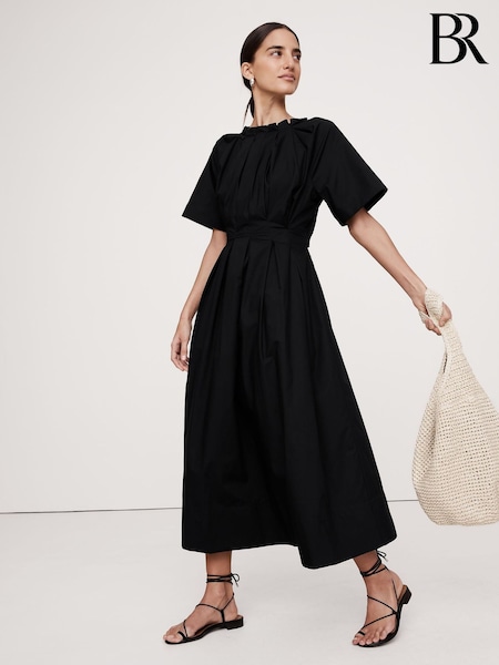 Negru - Banana Republic Poplin Cravată-Back Rochie lungă (F26560) | 782 LEI