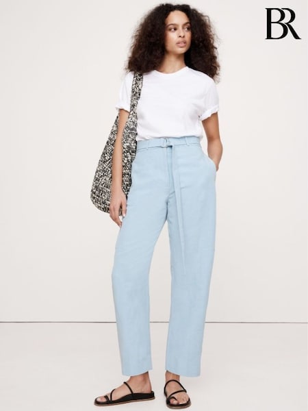 Banana Republic Light Blue High-Rise Barrel Tencel Linen Trousers (F26569) | €121