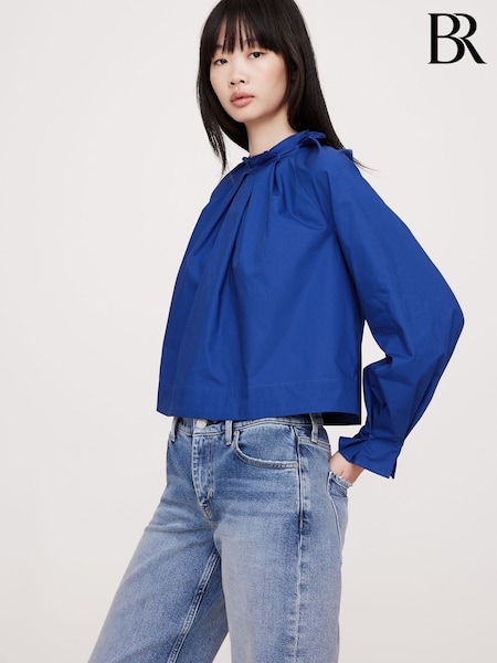 Albastru - Banana Republic Poplin Cravată-Back Top (F26571) | 484 LEI