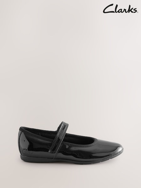 Clarks Black Patent Standard Fit (F) Dance Wish Mary-Jane Shoes (F26582) | €37 - €40