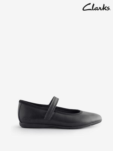 Clarks Black Leather Wide Fit (G) Dance Wish Mary-Jane Shoes (F26587) | €40 - €42