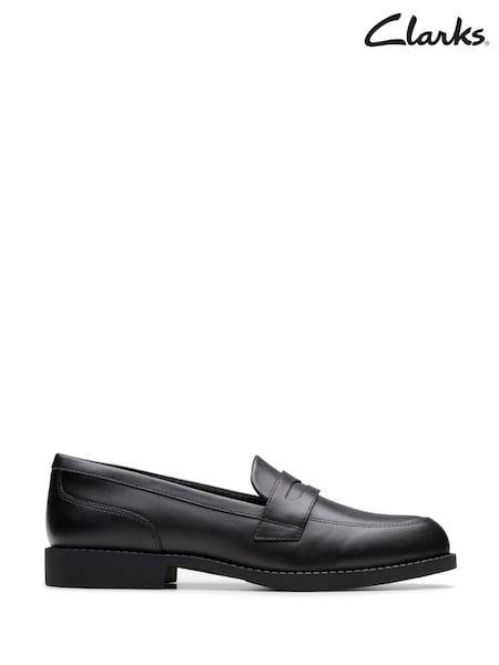 Schwarzes Leder - Clarks Older Girls Tappa Edge Loafers (F26609) | 59 € - 62 €