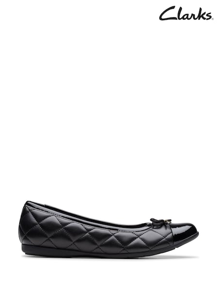 Clarks Black Older Girls Dance Cap Ballerina Shoes (F26612) | €42 - €45