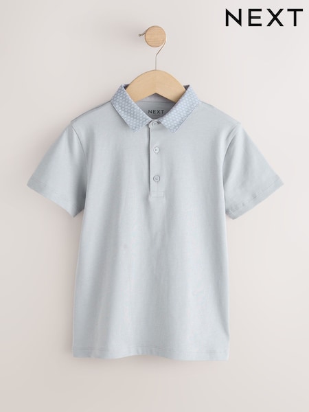 Grey Pattern Collar Short Sleeve Polo Shirt (3-16yrs) (F26630) | €19 - €27